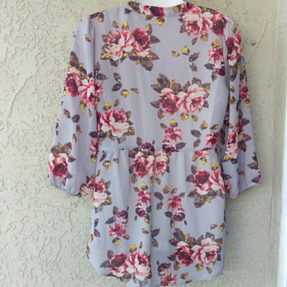 Vera Wang princess chiffon sheer floral blouse exc - Picture 2 of 8